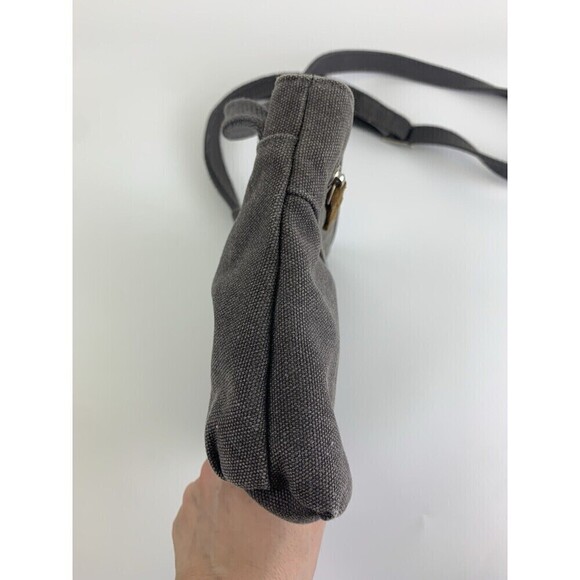 Travelon Anti-Theft Heritage Small Crossbody Bag Gray Cotton Canvas Zip RFID - Picture 3 of 16